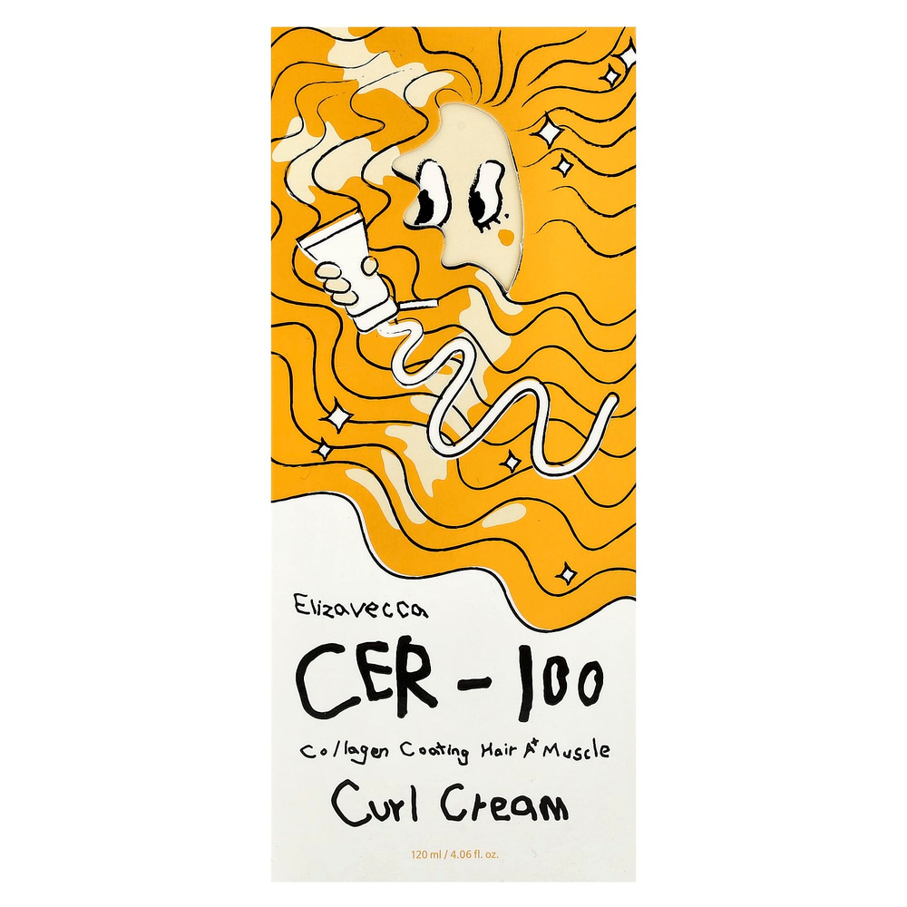 Elizavecca, Cer-100 Collagen Coating Hair A + Muscle Curl Cream, 120 мл (4,06 жидк. Унции)