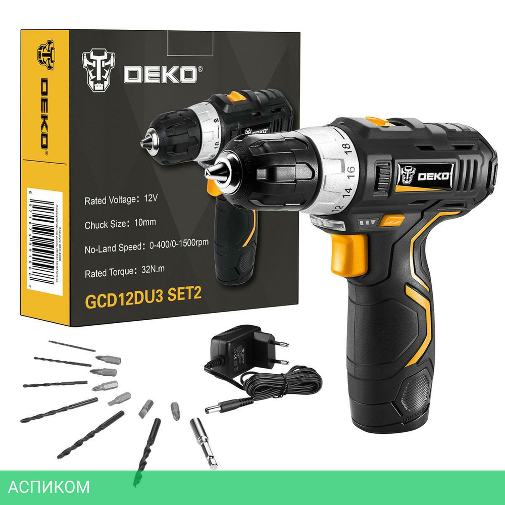 Дрель-шуруповерт Deko GCD12DU3 (063-4146)