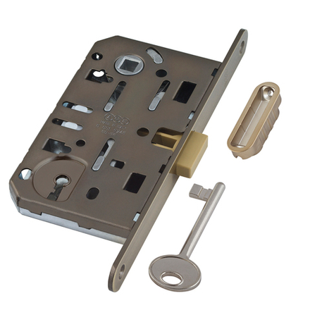 Корпус врезного замка под ключ AGB (АГБ) (античная бронза) MEDIANA POLARIS с отв. пл. (скин)