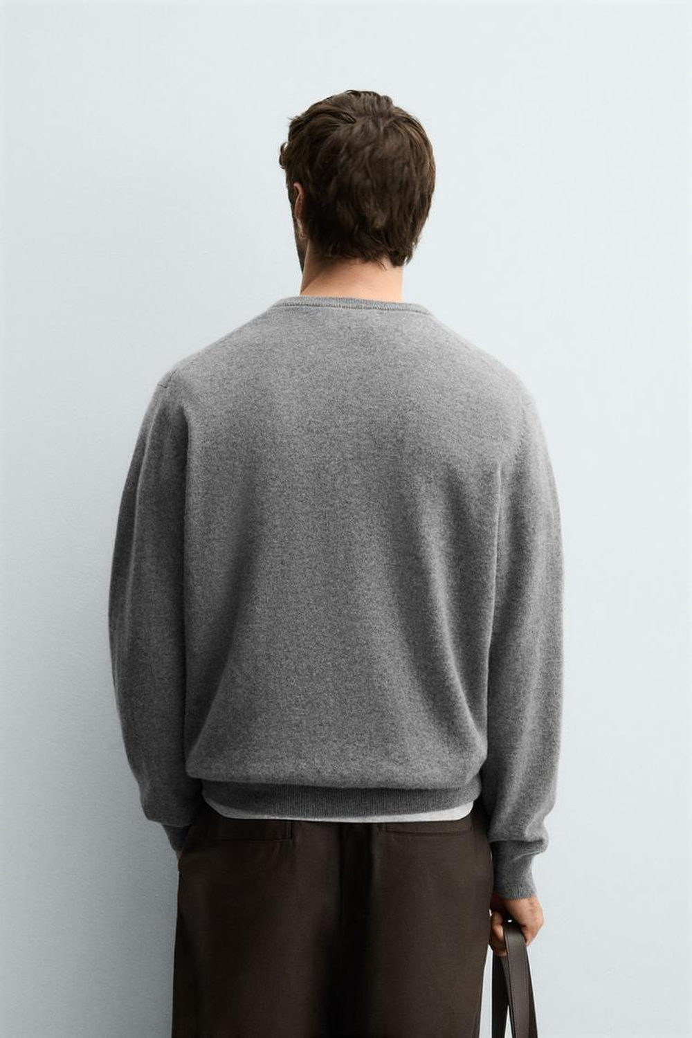 ZARA СВИТЕР ИЗ 100% КАШЕМИРА, СЕРЫЙ МЕЛАНЖ