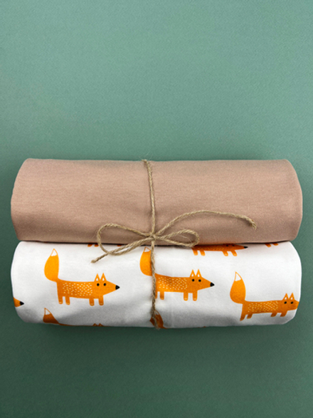 Сет из 2-х пеленок LooJoo Лисы / Карамель