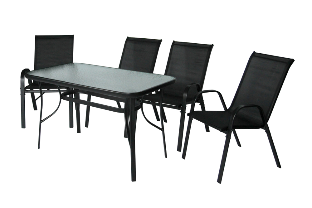 Набор мебели Garden Story Сан-Ремо (4 кресла кор.2+стол 120х70см, каркас черный, сиденья черные)