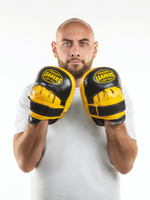Лапы тренерские LEADERS CURVED BUMBLEBEE (ONE, кожа, черный/желтый)