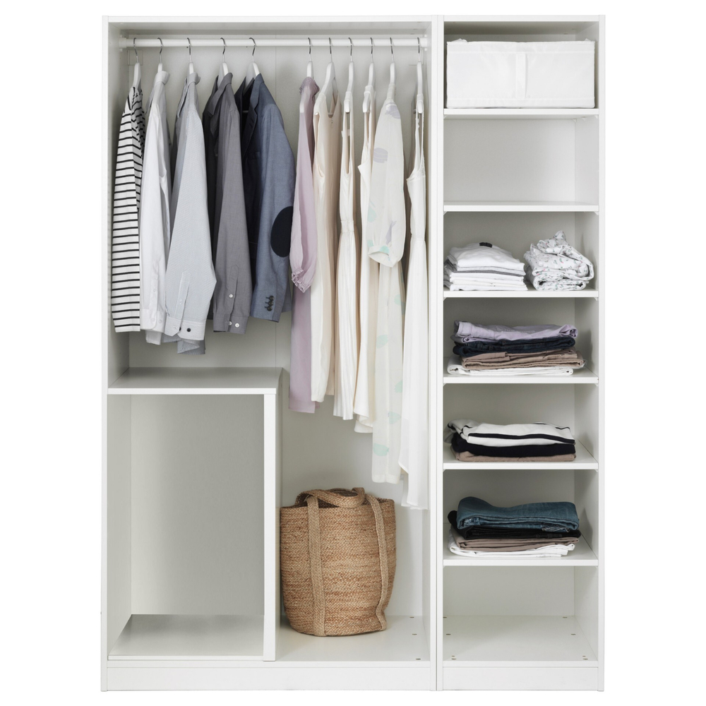 Распашной шкаф PAX VIKANES IKEA трехдверный с 7 полками (белый)  150*50*220
