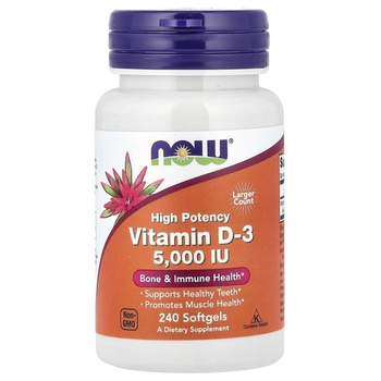 Now Foods Vitamin D3 5000 МЕ 240 softgels , Витамин Д3