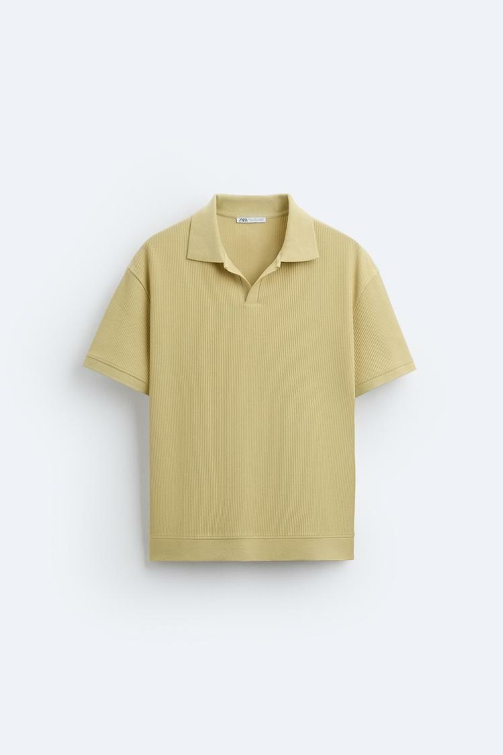 ZARA ПОЛО ИЗ РЕЛЬЕФНОЙ ТКАНИ, ЖЕЛТОВАТЫЙ