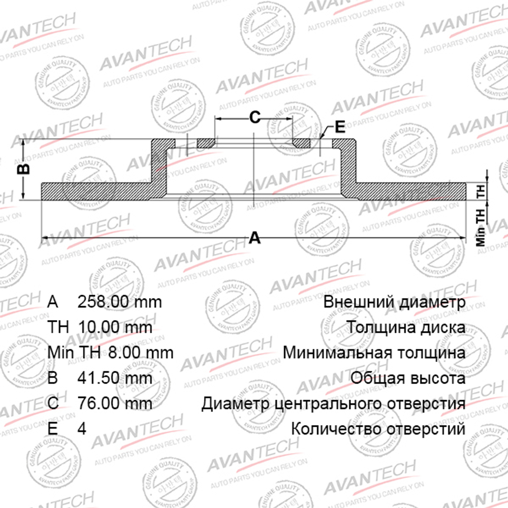 Диск тормозной AVANTECH BR1108S