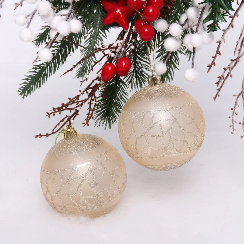 Набор украшений SHINE «Brilliant pattern» 8 см (2 шт.), light champagne