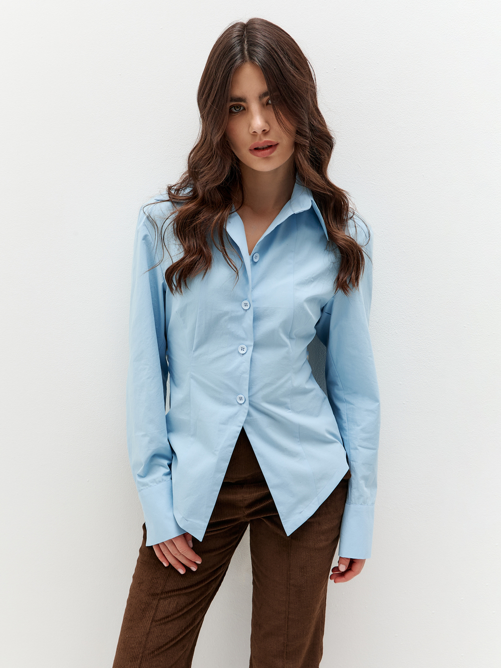 Рубашка приталенная REBEL голубая