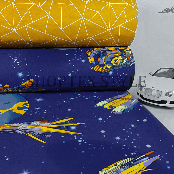 Поплин &quot;Космический корабль&quot; | ш.220 см | 115 г/м² | хлопок-100%