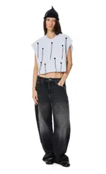 Топ Kraizy stripes Crochet Polka Dot белый