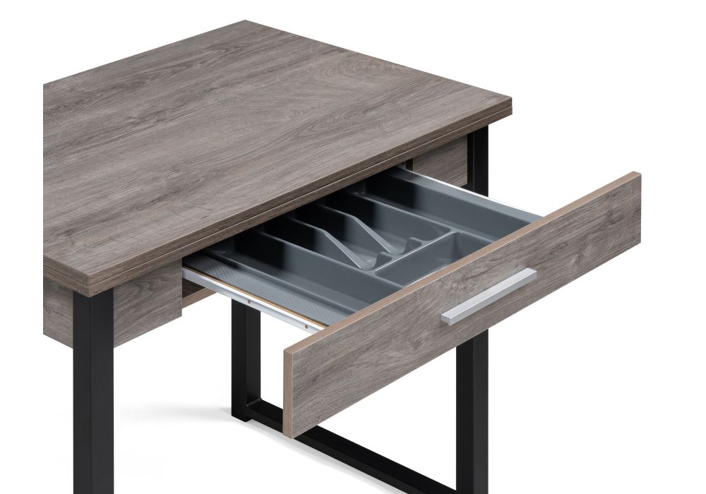 Деревянный стол Ибби 90(128)х64х77 рошелье / черный матовый