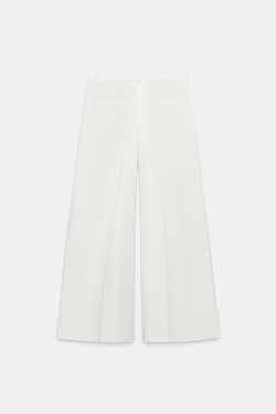 ZARA БРЮКИ WIDE-LEG С ЗАЩИПАМИ — ZW COLLECTION, БЕЛЫЙ