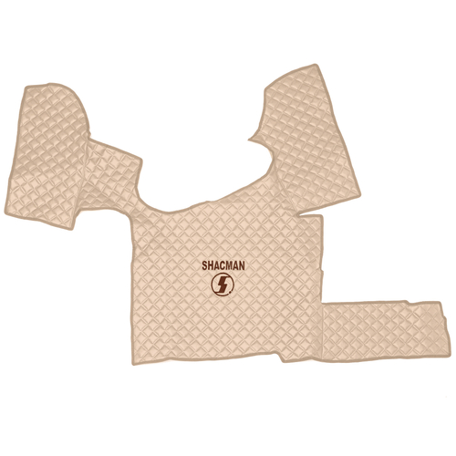 Ковры Shacman X-3000 рестайлинг (экокожа, бежевый, бежевый кант, коричневая вышивка)
