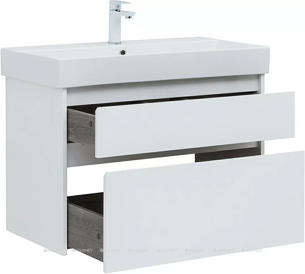 Тумба с раковиной Aquanet Nova Lite 249936 85 белый глянец