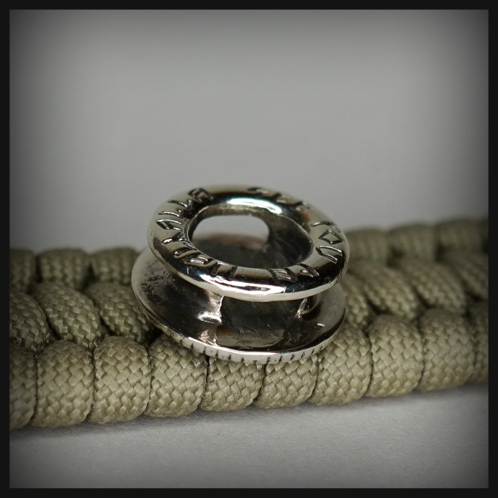 Бусина - вставка для браслета из паракорда "Норд" , мельхиор