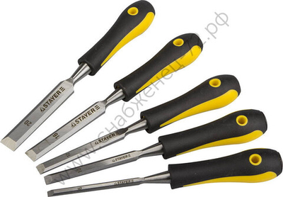 STAYER HERCULES набор стамесок-долот с двухкомпонентной рукояткой, 5шт