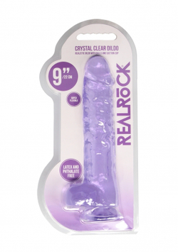 Прозрачный фиолетовый фаллоимитатор RealRock - 19 см