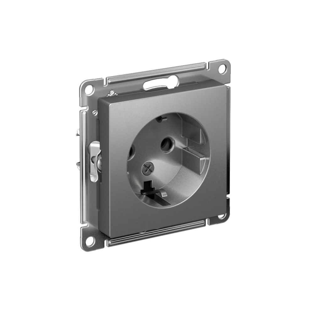 Розетка 1-м СП AtlasDesign 16А IP20 с заземл. механизм сталь SE ATN000943