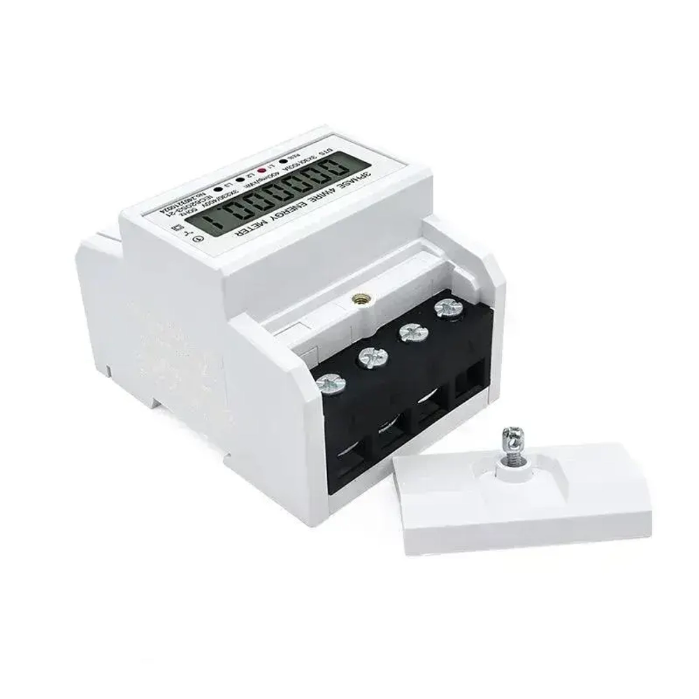 Счетчик электроэнергии трехфазный компактный с подсветкой на ДИН-рейку