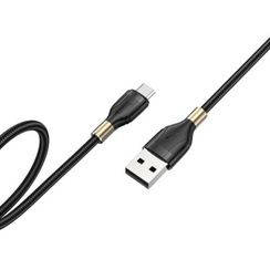 USB - micro USB HOCO U92 Gold , 1.2м, круглый, 2.4A, нейлон, индикатор зарядки, цвет: чёрный