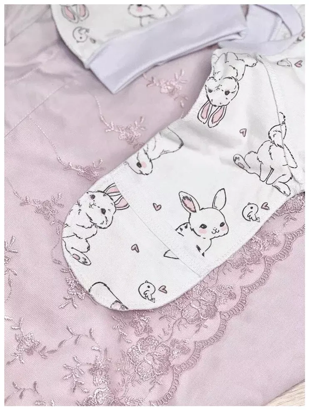 Комплект на выписку "Ангелочек" (4 пр.) - лето (плед,комбинезон,шапочка,пояс-бант) (Цвет: Сиреневый)