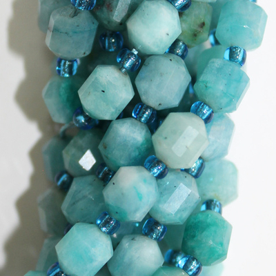 Амазонит шестигранник юв. огранка бусины 7.5мм