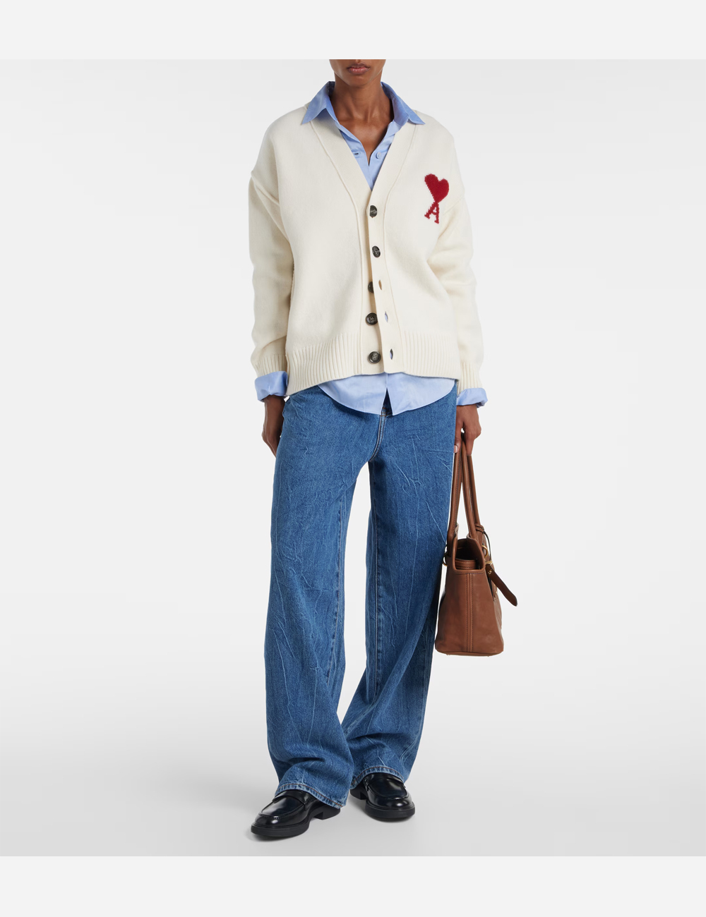 AMI PARIS Wool Cardigan "Beige" (BFUKC006.018.154)