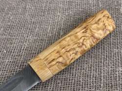 Шкуросъемный нож "Якут", Дамасская сталь, рукоять карельская берёза