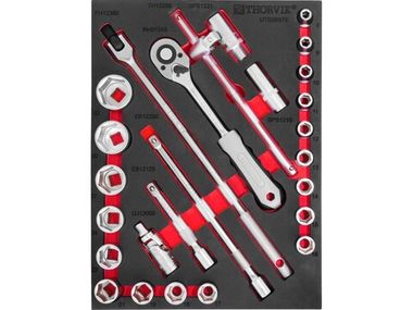 Набор торцевых головок 1/2"с принадлежностями в EVA ложементе 280х375 мм, 26 предметов Thorvik UTS26STE