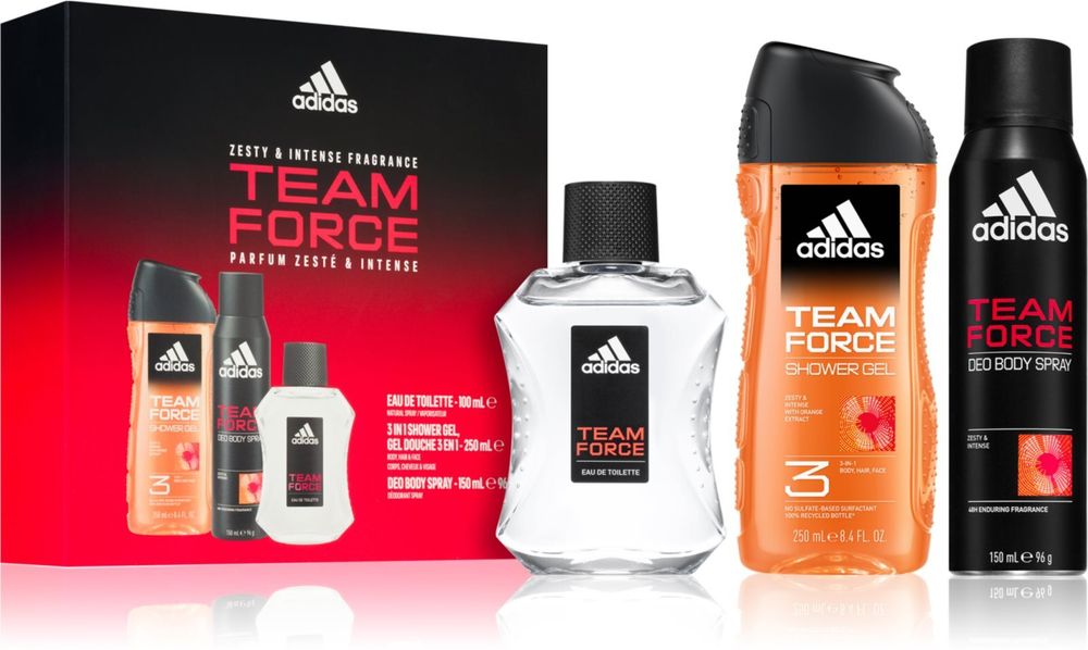 Adidas гель для душа 250 мл + Eau de toilette 100 мл + дезодорант спрей 150 мл Team Force Edition 2023