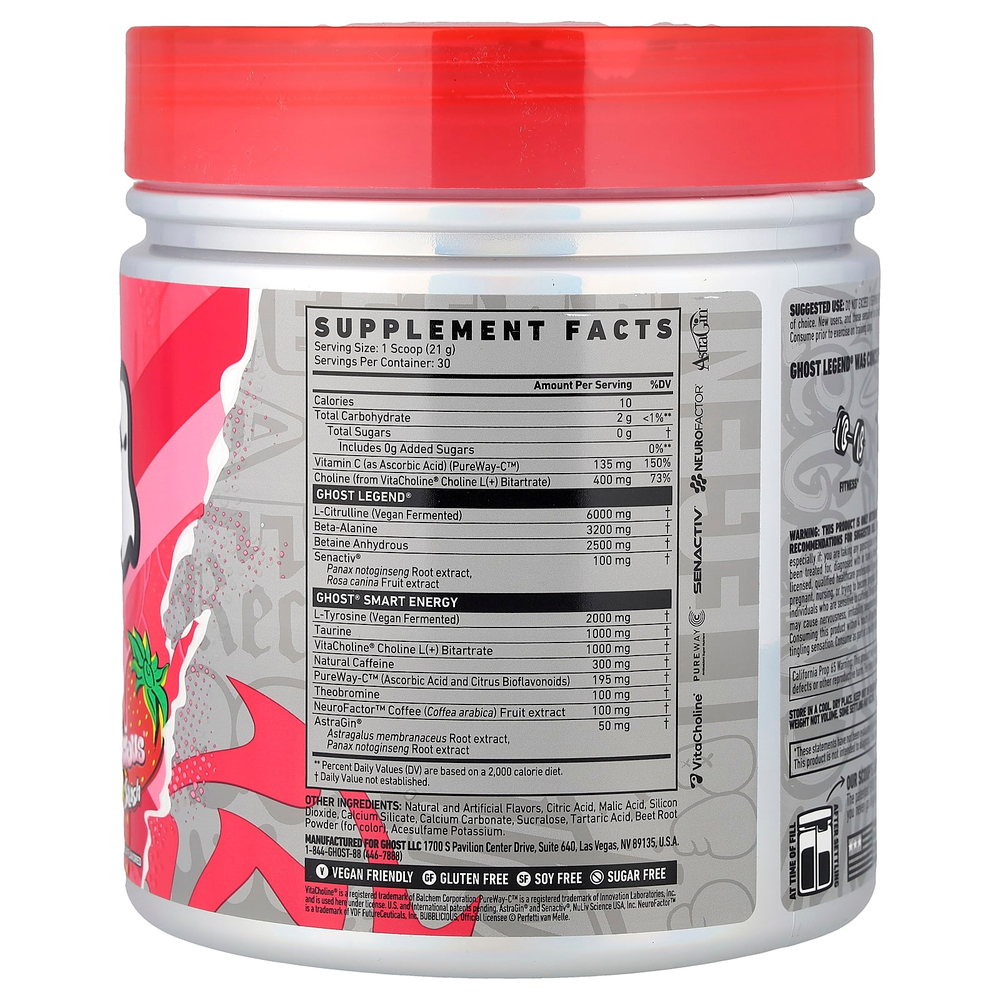 Ghost, Legend®, предтренировочный комплекс со вкусом клубники, 630 г (22,2 унции)