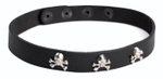 Кожаный чокер Веселый Роджер (Цвет: черный с серебристым)