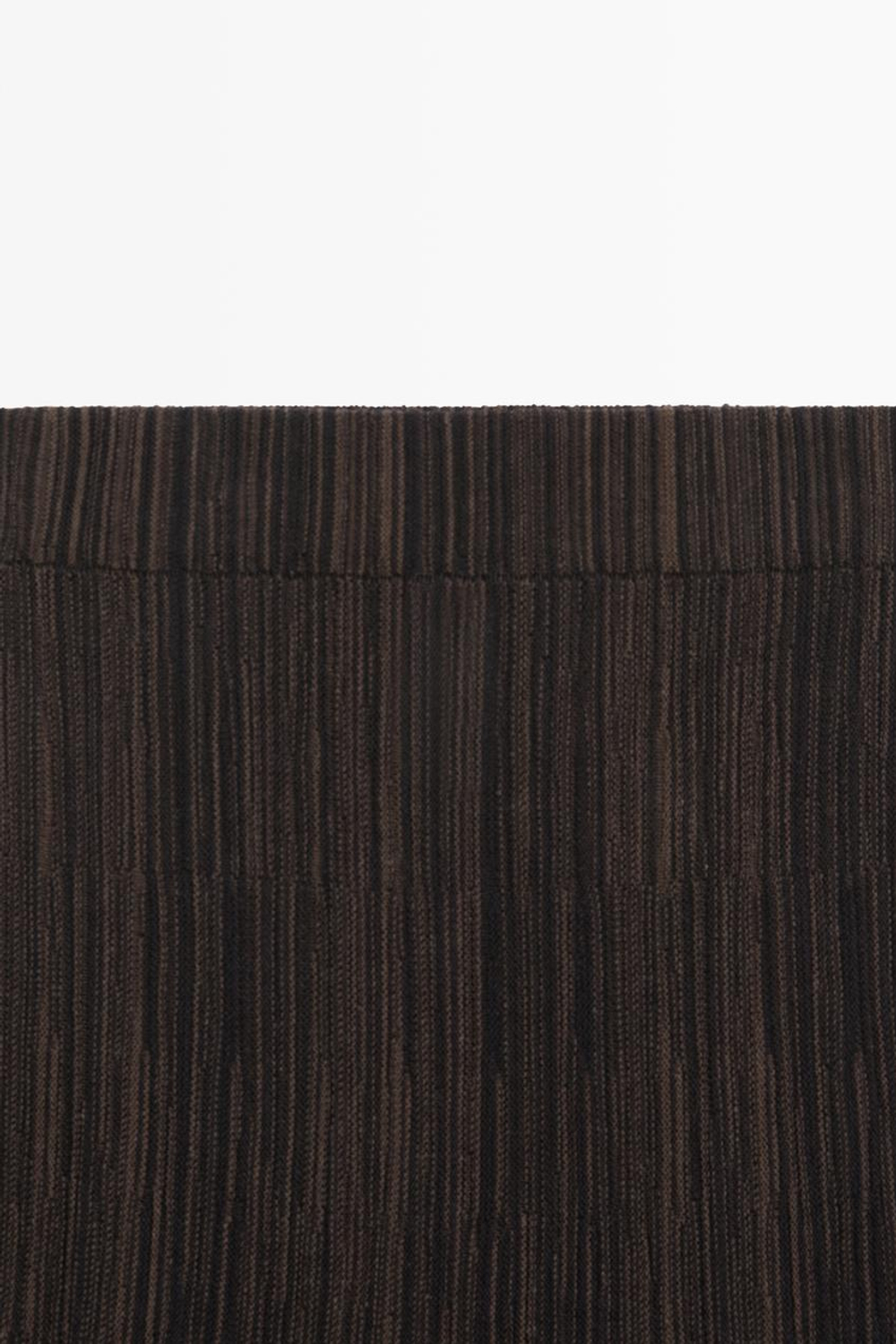 Massimo Dutti Плиссированная юбка миди в полоску, шоколадный