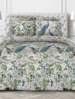 Простынь на резинке Сказка "Павлины" 180х200 см, перкаль