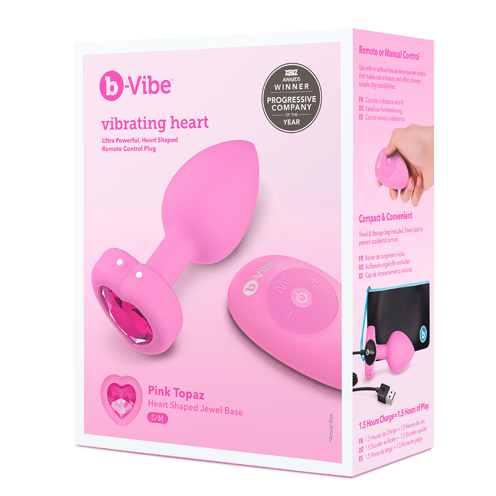 b-Vibe VIBRATING HEART SHAPE JEWEL PLUG S/M - Анальная пробка с ДУ