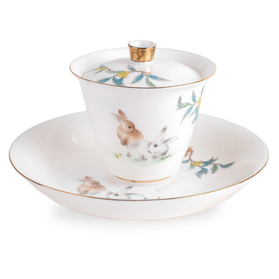 266141 Гайвань ПУШИСТИКИ "Зайцы" 165мл, глянцевый фарфор