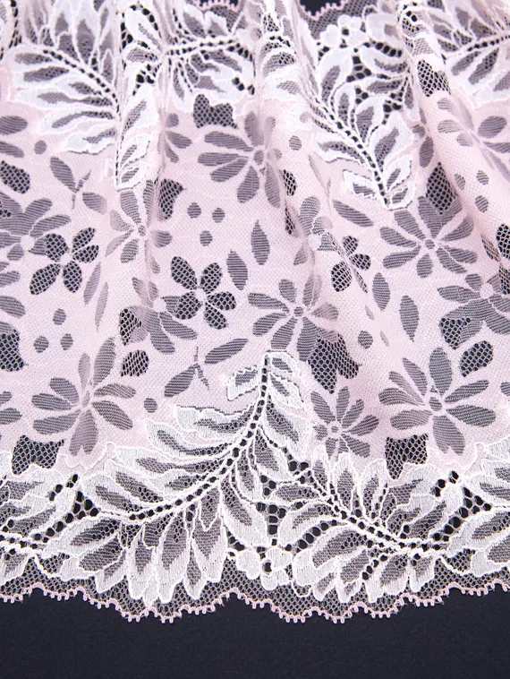 03-205 Кружево эластичное 22 см, розовый/белый