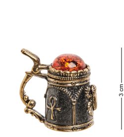AM- 628 Наперсток «Кружка скарабей» (латунь, янтарь)