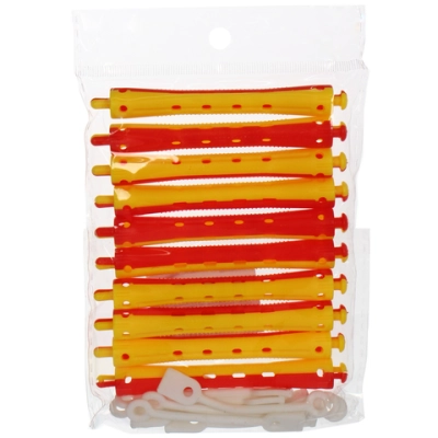 Бигуди пластмассовые-коклюшки 10шт, d=10мм (желто-красные)