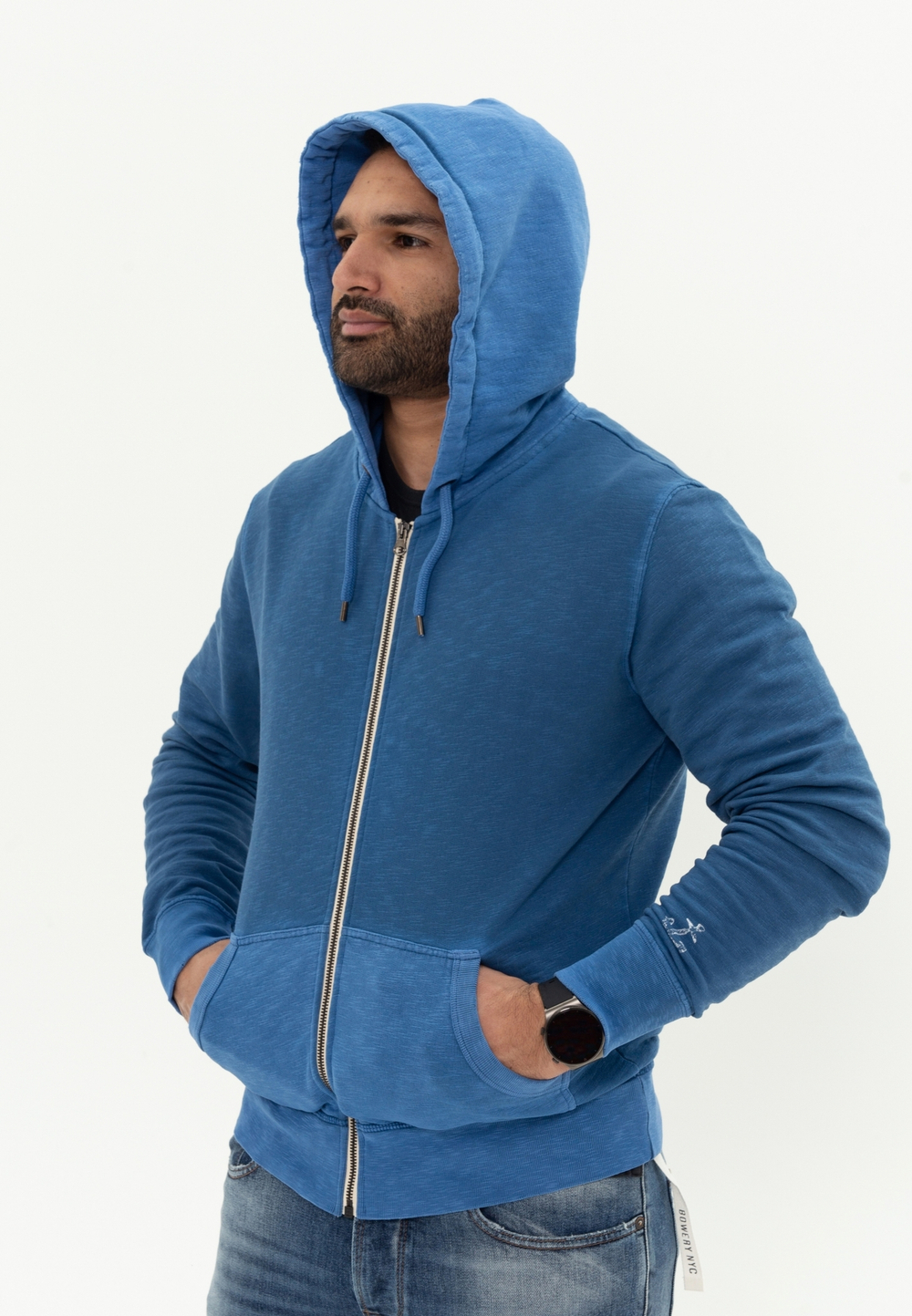Худи Bowery NYC на молнии однотонное Space Blue
