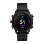 Спортивные часы Garmin MARQ Golfer (Gen 2) Carbon Edition, гибридный ремешок цвета «чёрный/зелёный», чёрный силиконовый ремешок Безель и корпус из углеродного волокна и титана, AMOLED-дисплей с куполообразным сапфировым стеклом. Ремешок из кожи и фторэлас