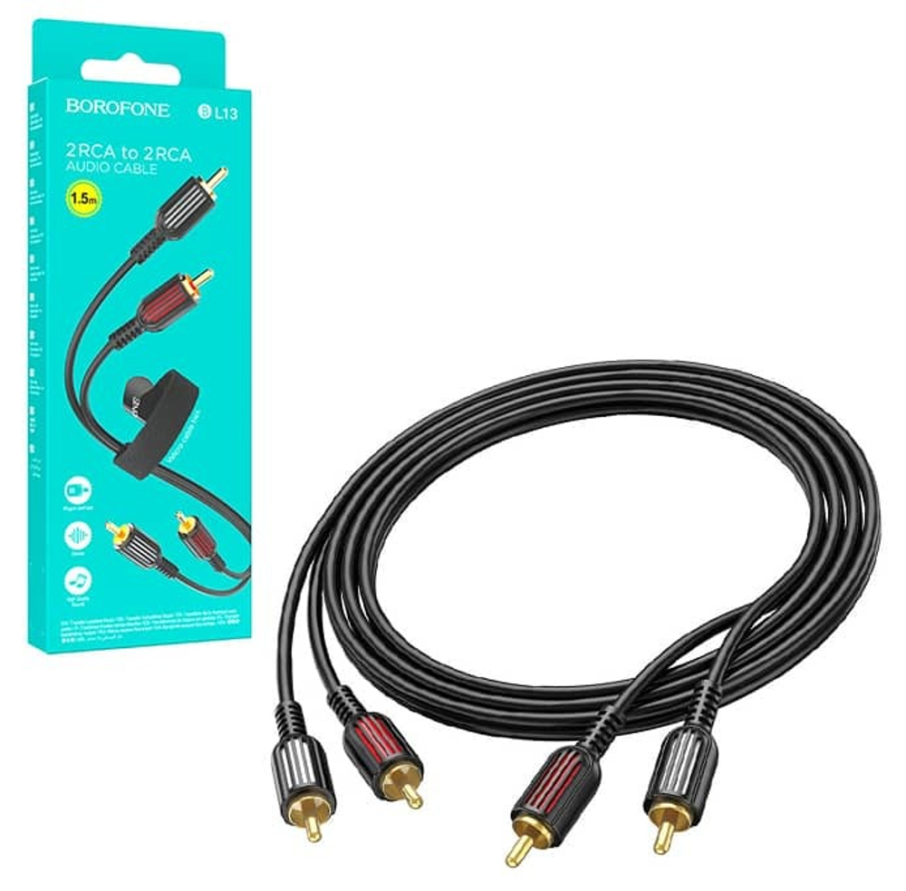 Кабель 2RCA на 2RCA BOROFONE BL13 (черный) 1.5м