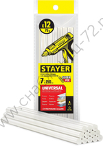 STAYER Universal 7х150 мм, 12 шт, Универсальные клеевые стержни прозрачные, (06817-12)