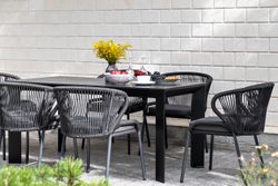 "Венето" обеденный стол из HPL 160х80см, цвет "серый гранит", каркас черный