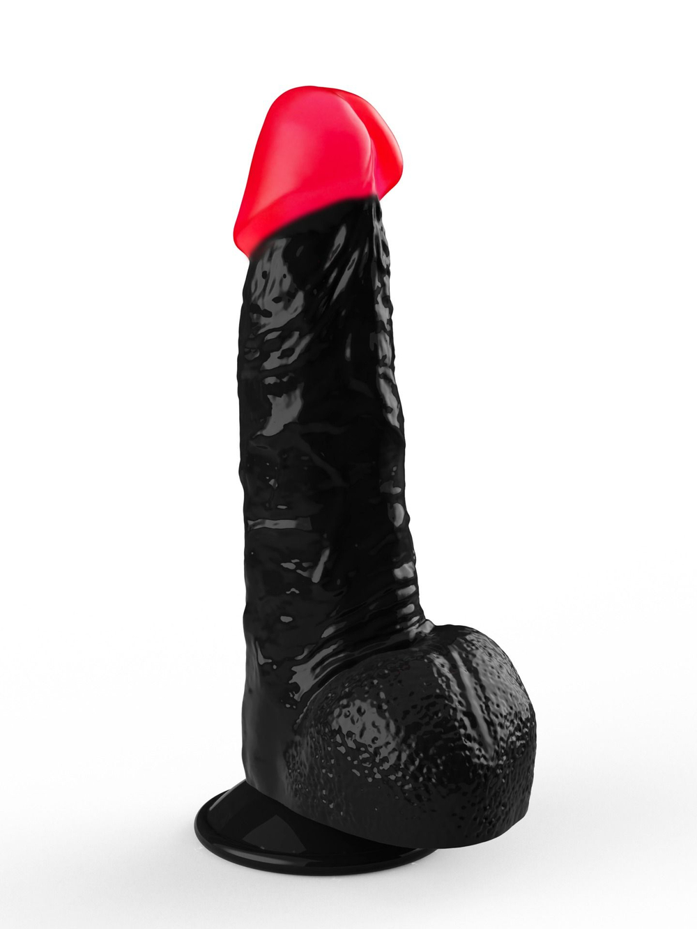 Страпон Harness Realistic с розовой головкой - 17,8 см. (Цвет: черный с розовым)