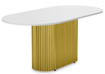 Стол деревянный Woodville Барон О 200 х 90 белая пленка шагрень, золотые ноги