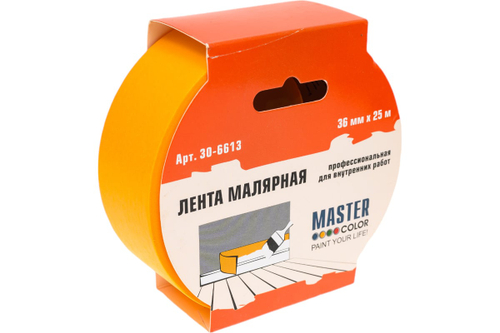 Лента малярная желтая, для внутренних работ, 36 мм x 25 м MASTER COLOR 30-6613