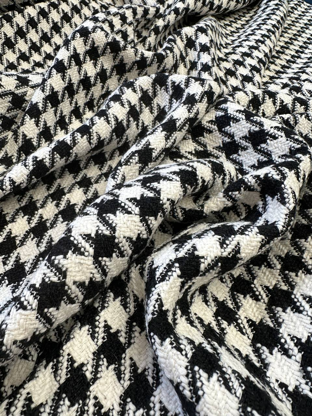 Твид хлопок с п/э бело-черный пье-де-пуль