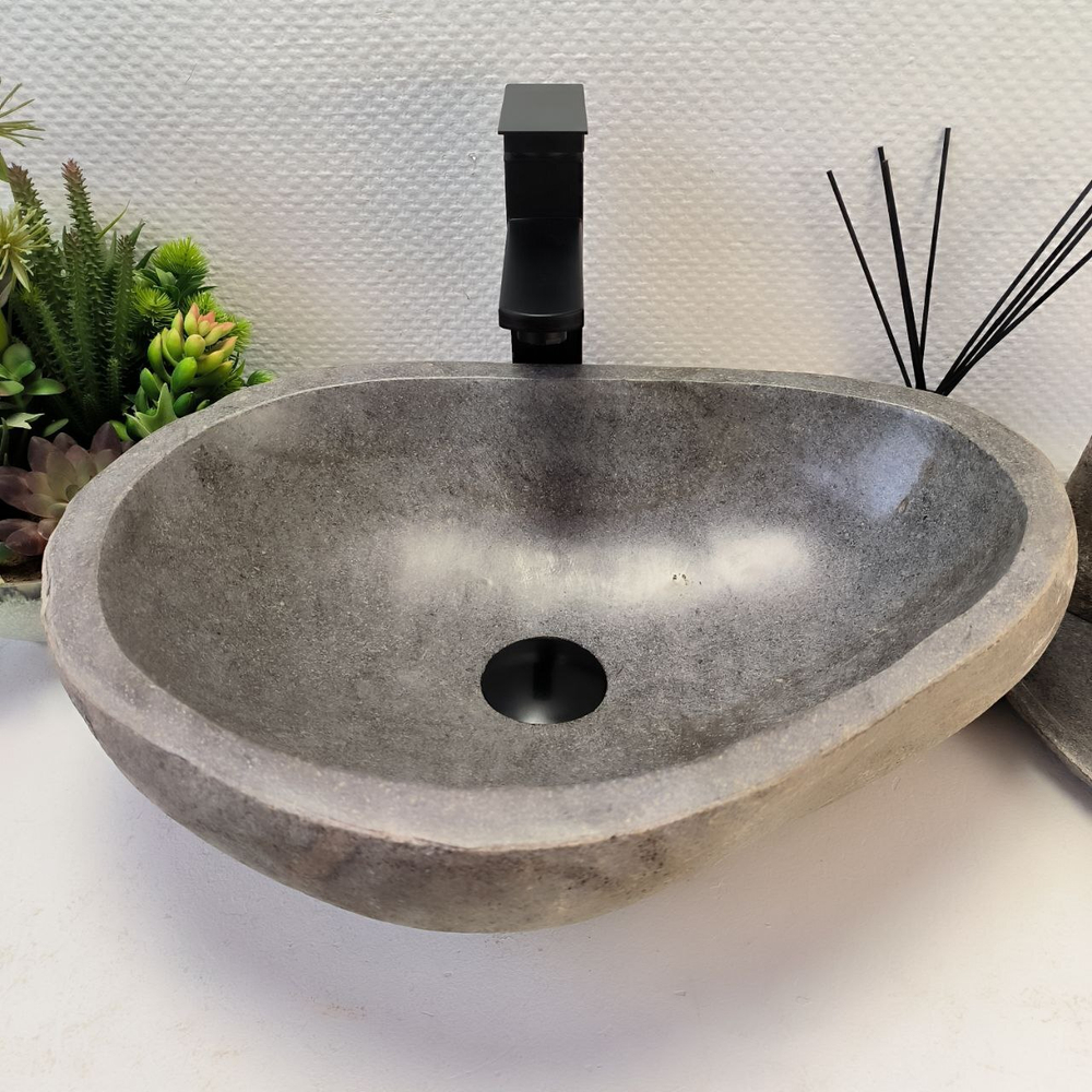 Каменная раковина из речного камня RS-64126 (49*35*16) 0122